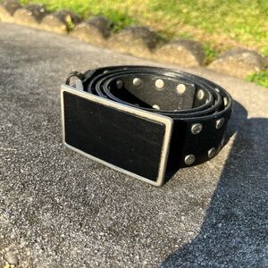 Reaction Kenneth Cole Black Leather Belt with Silver Studs